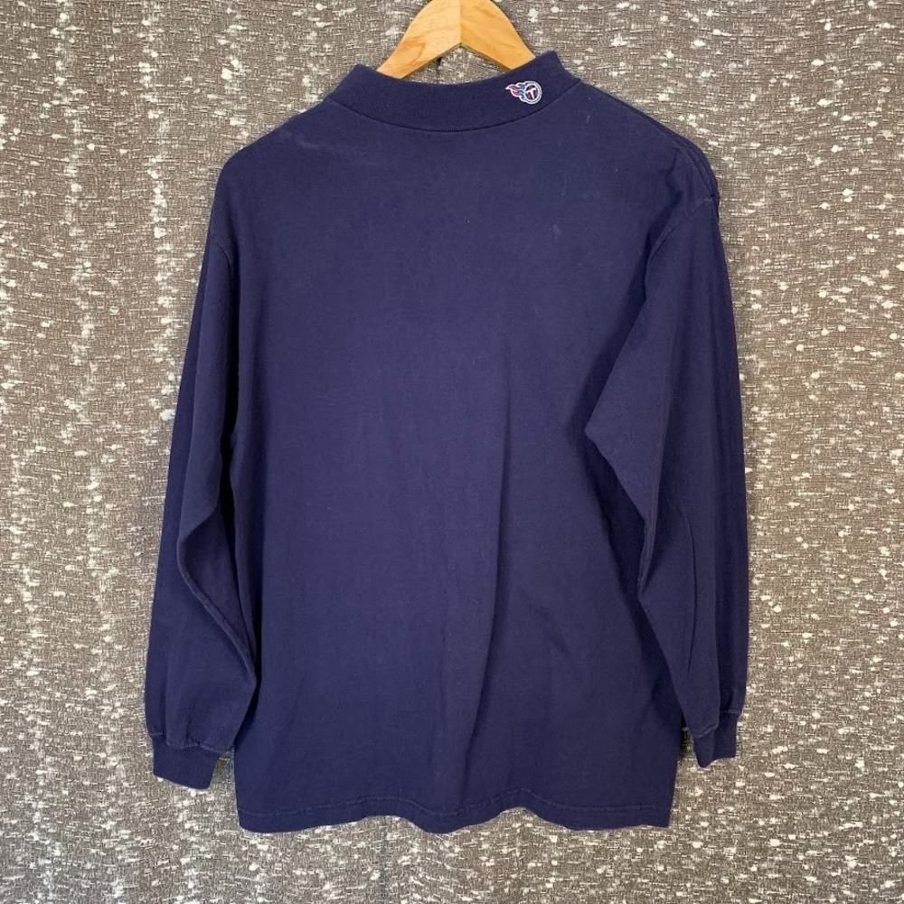 Vintage Logo Athletic Tennessee Titans NFL Blue‎ Mock Neck Shirt Size Medium